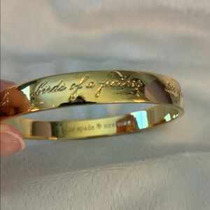 KATE SPADE Gold Engraved Bangle Bracelet - "Birds of a Feather" VGUC